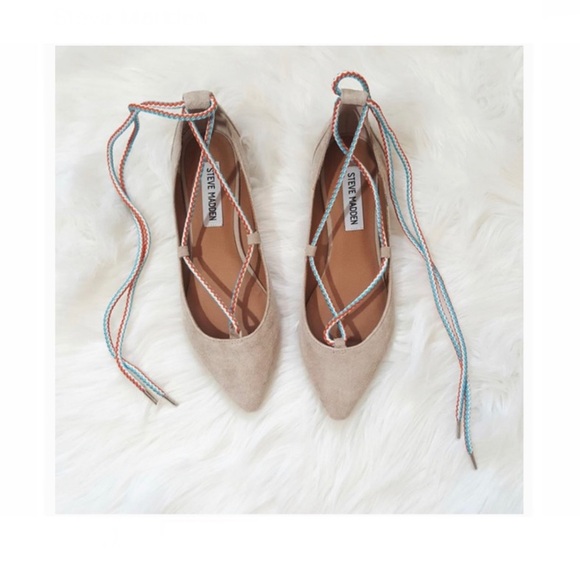 Steve Madden Tan, Orange, and Blue Point Flats - Picture 2 of 4